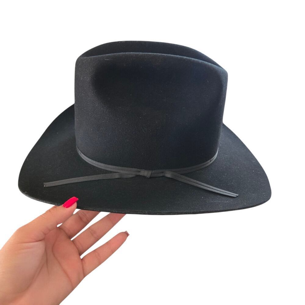 American Hat Co. Maxi Felt Black Long Oval Cowboy Hat Size: 7‎ 1/4